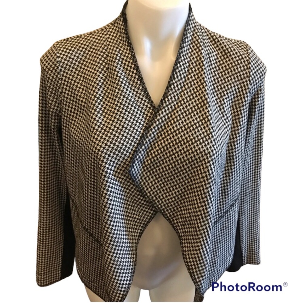Contemporaine Houndstooth Open Face black White Blazer size 4